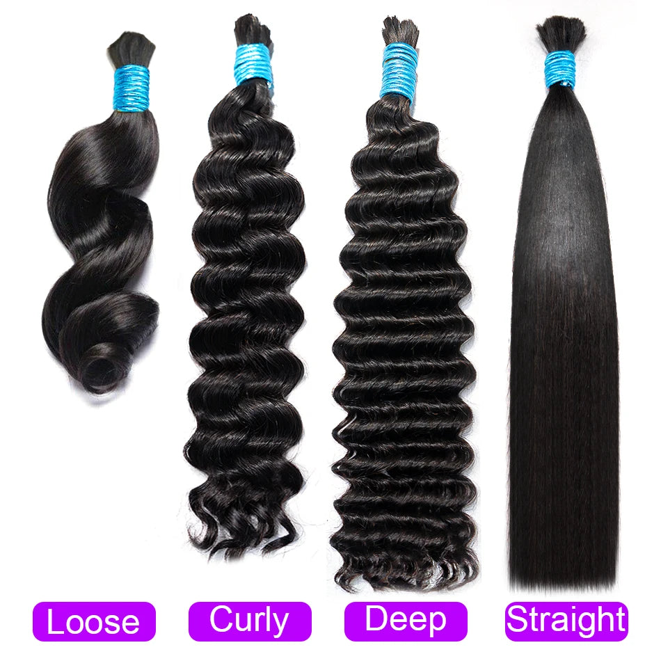 100% Virgin Human Hair Bulk Extension Loose Body Wave Bulk Weaving For Braiding Unprocessed No Weft Straight Deep Wave Hair Bulk