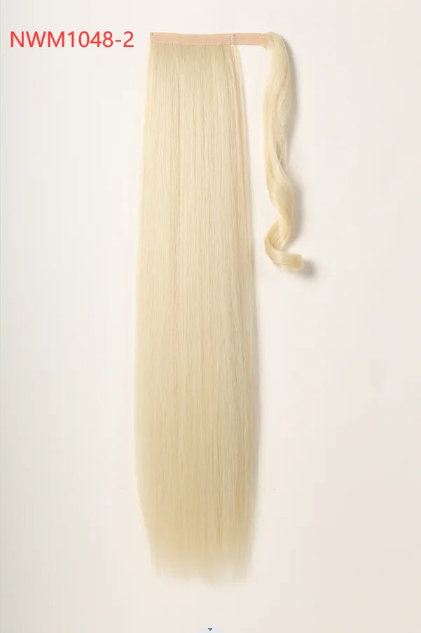 Synthetic Hair Chip-in Hair Extension Pony Tail Wig Heat-Resistant Straight Hair With Ponytail Wig 20Inch Long Black Brown Ombr3