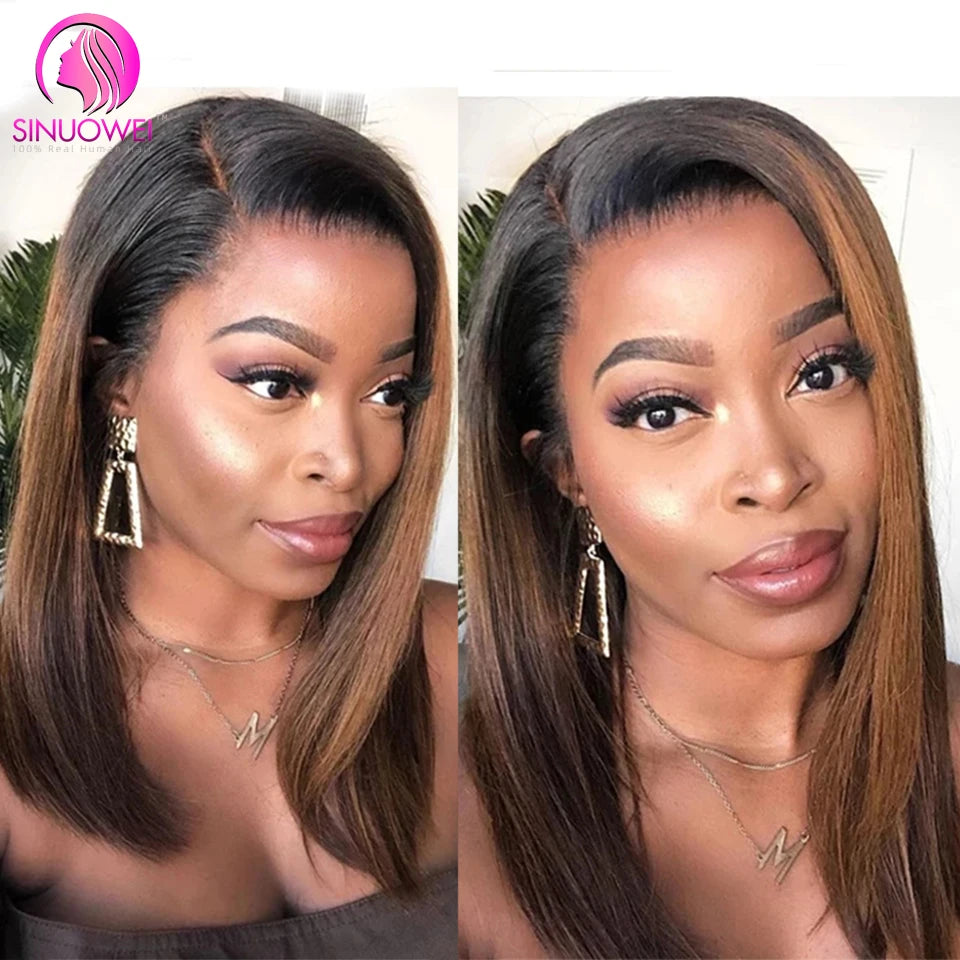 1b/30 Ombre Brown Color 13x4 Lace Short Bob Wig Human Hair Lace Front Wig Remy Hair 4x4 Lace Closure Human Hair Wigs For Woman