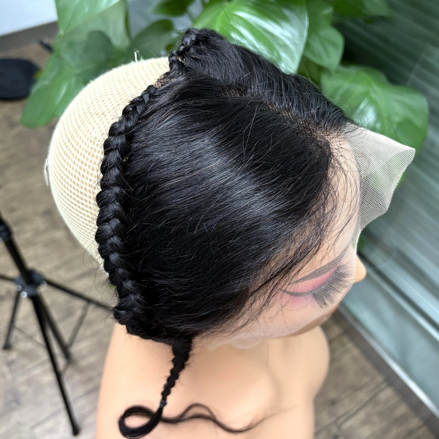 13X4 Transparent Lace Frontal with Braids 10 Inches Natural Brazilian Remy Hair Lace Frontal for Women Girls