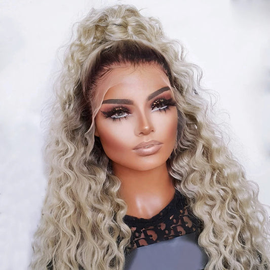 Charisma Ombre Lace Front Wigs Synthetic Hair For Women Heat Resistant Fiber Brown Roots Synthetic Wigs Long Curly Wig