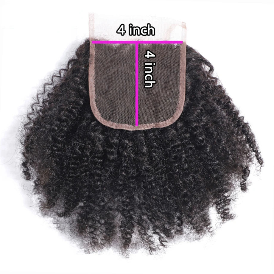 Bouncy Curly Human Hair Bundles With Closure 4x4 Closure Mongolian Afro Kinky Curly Human Hair Extensions With Closure Wholesale