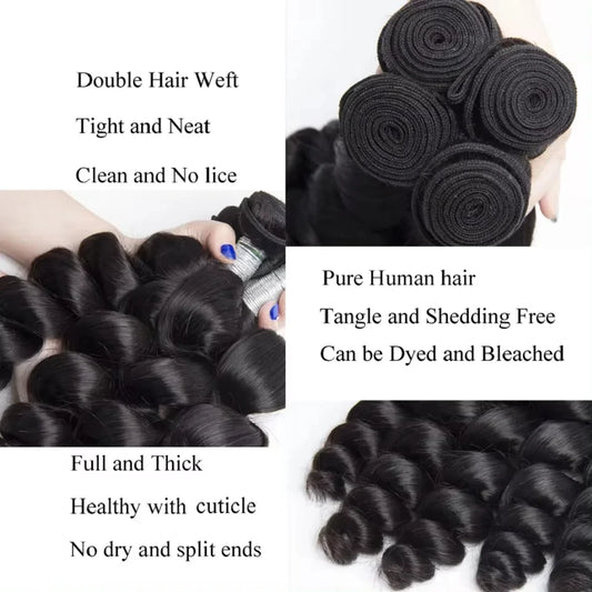 16A Loose Wave Bundles 100% Human Hair Brazilian Remy Hair 2/3/4/5/6 Pcs Unprocessed Double Weft Hair Extensions Weave For Women