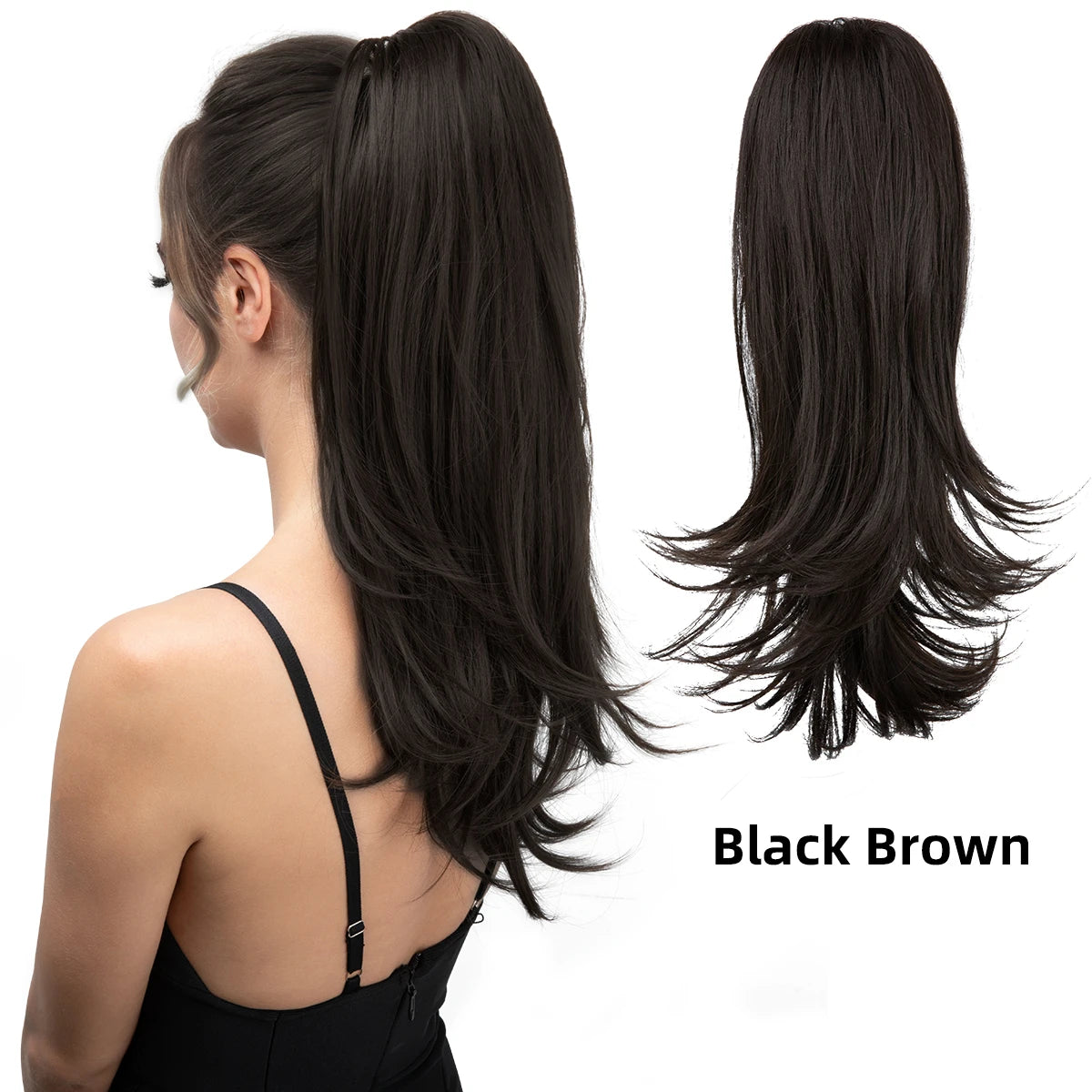 SARLA Premium Synthetic Claw Clip In Ponytail Hair Extensions Long Hairpiece Silky  Straight Fake Pigtail With Band For Women