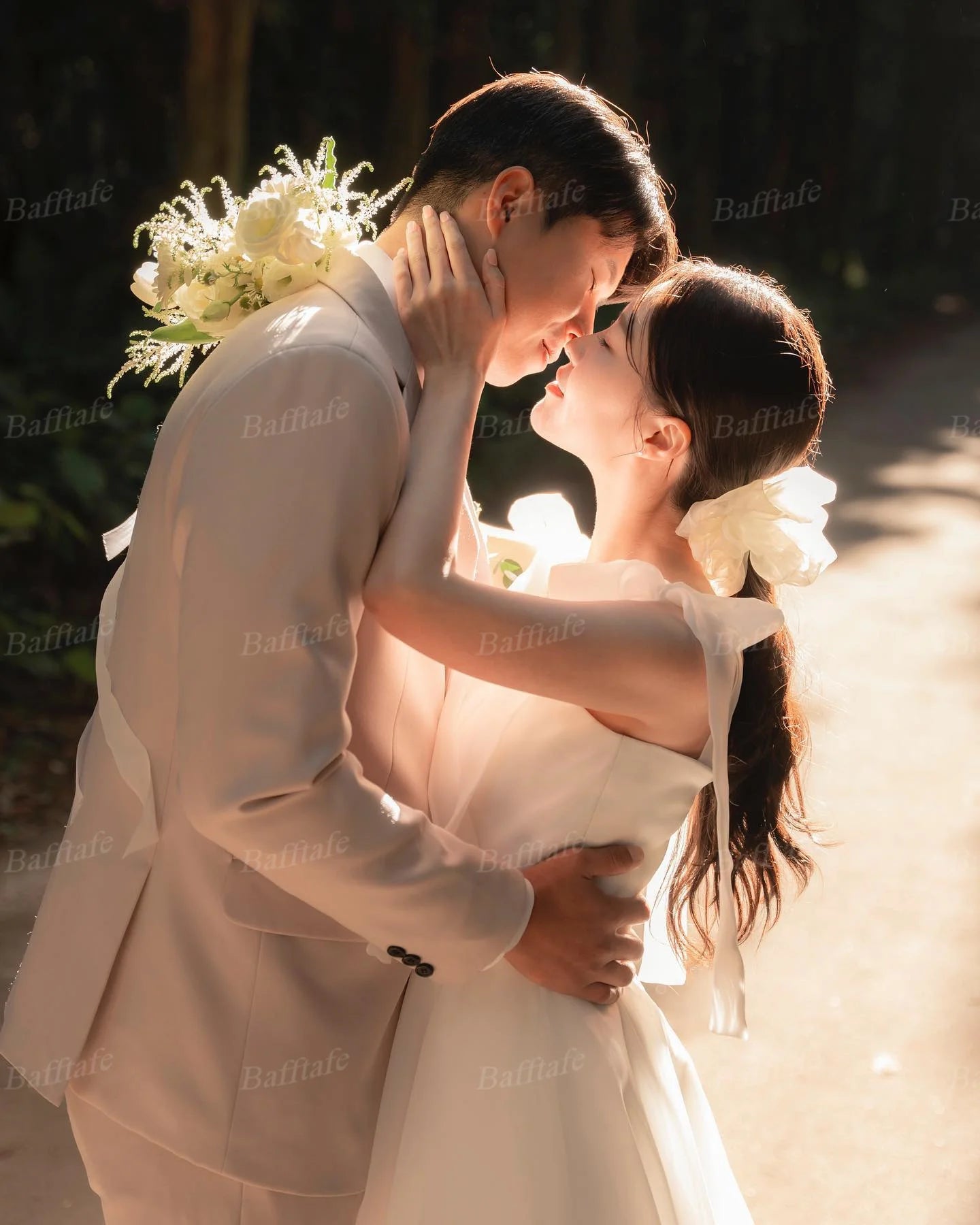 Bafftafe Customized Korea Organza Wedding Dresses Tiered Straps Lace Up Bride Formal Party Wedding Photography Long Bridal Gowns