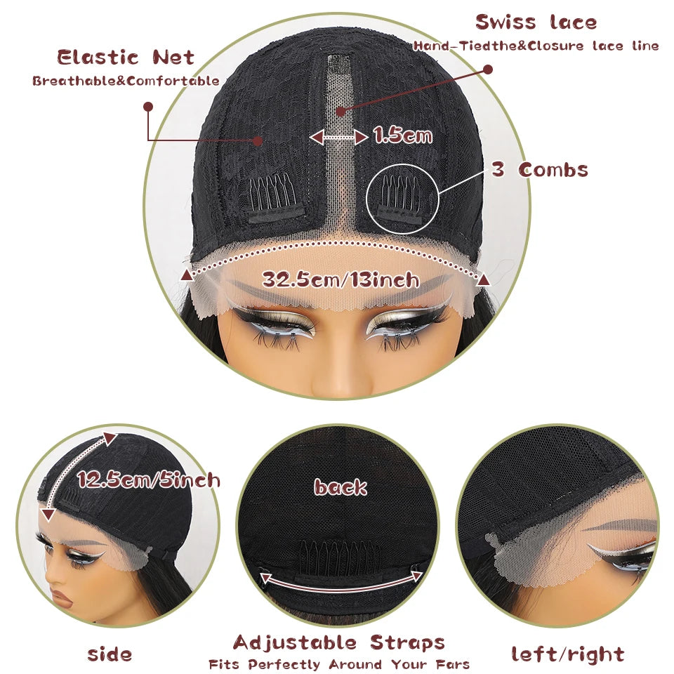 28 Inch Kinky Straight Lace Wigs Synthetic Black T Part Yaki Straight Lace Front Wigs For Women Brown Afro Wigs With Hair Line