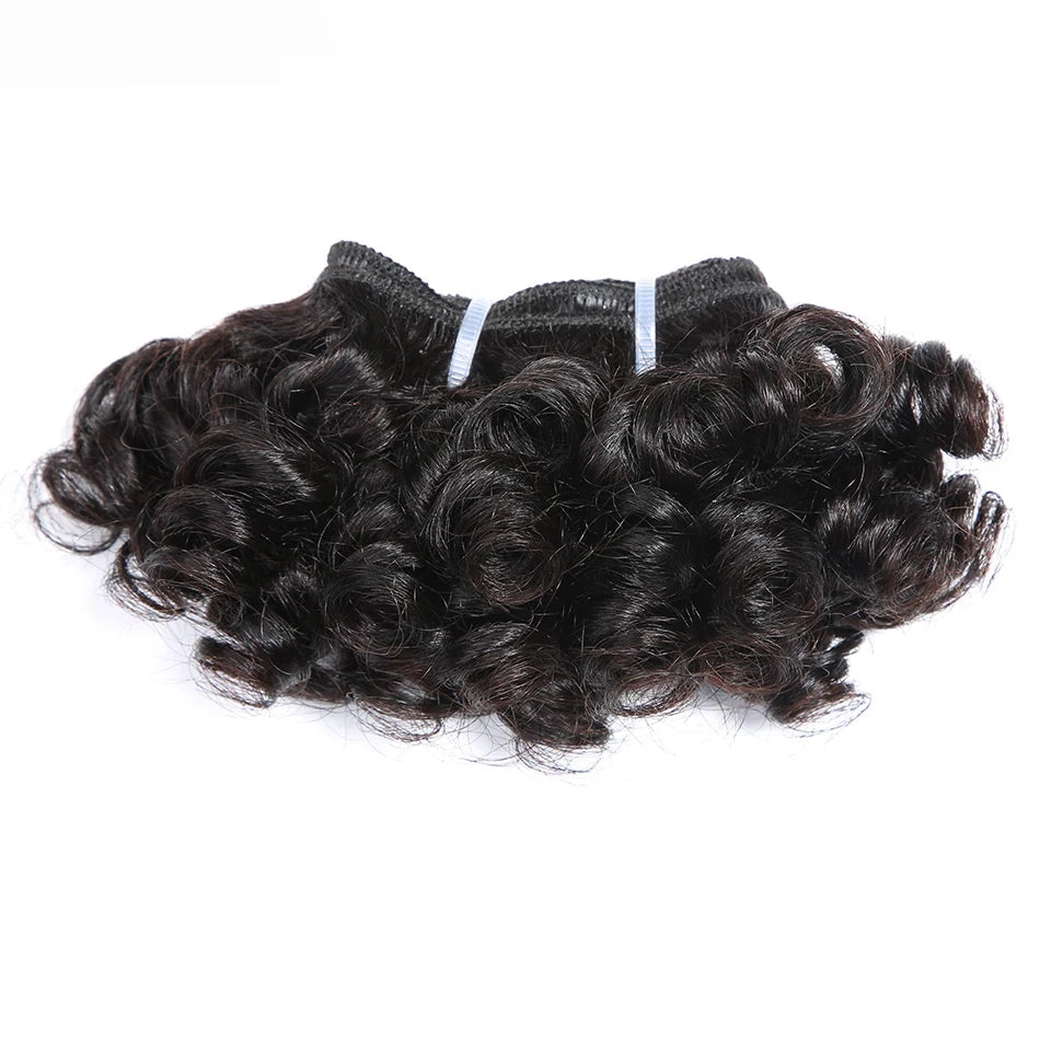 Brazilian Bouncy Curly Hair Extensions Human Hair Bundles 6inch Short Length Remy 100% Human Hair Bundles Short Curly for Women