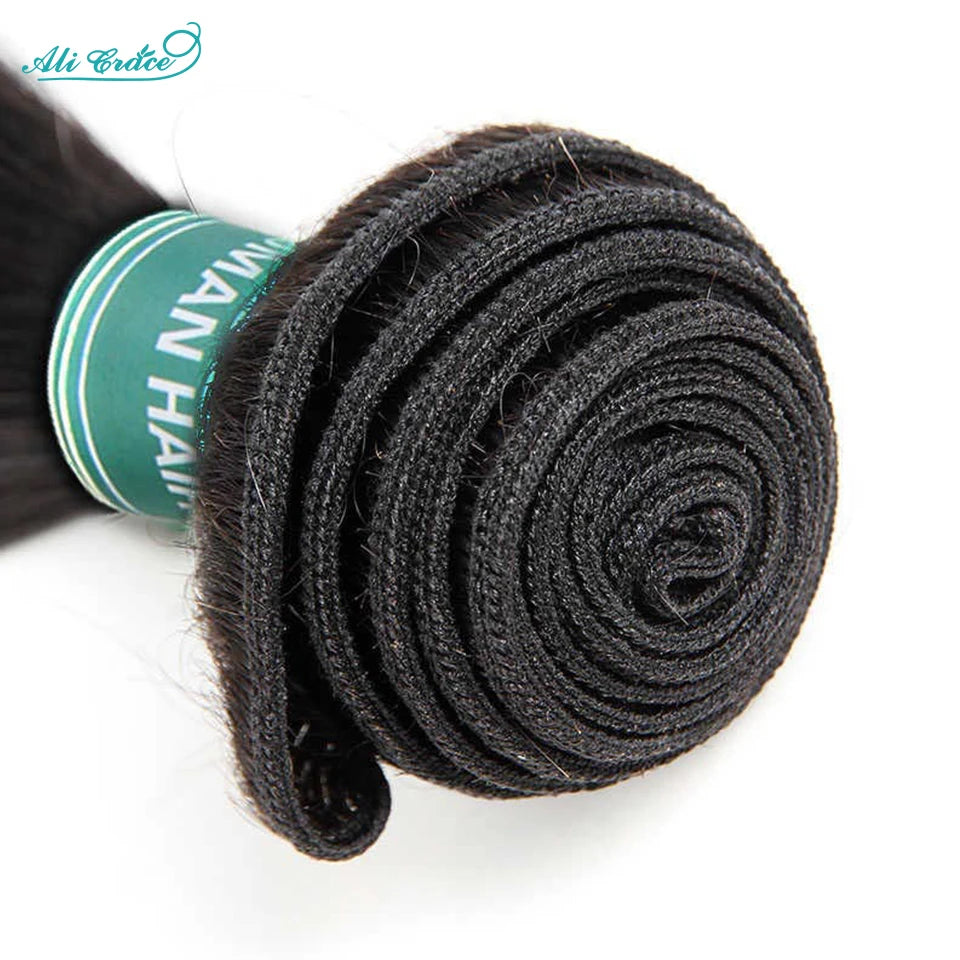 ALI GRACE Hair Straight Human Hair Bundles 1/3/4 Pcs Brazilian Straight Hair Bundles 28 30 32 Inch Remy Hair Weave Natural Color