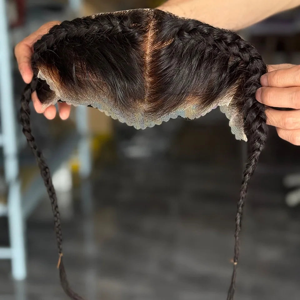 Top Grade 12 Inch Ear To Ear Braided Hairpiece Bleached Knot Full 13x4 Lace Frontal Human Hair Extension Unprocessed Virgin Hair