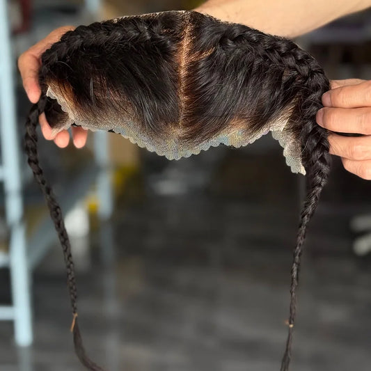 Top Grade 12 Inch Ear To Ear Braided Hairpiece Bleached Knot Full 13x4 Lace Frontal Human Hair Extension Unprocessed Virgin Hair