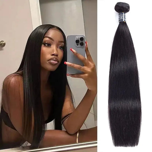 Straight Bundles With Closure Human Hair 10-30 Inch 100% Brazilian Extensions Natural Black Raw Hair With Hd Glueless Closure