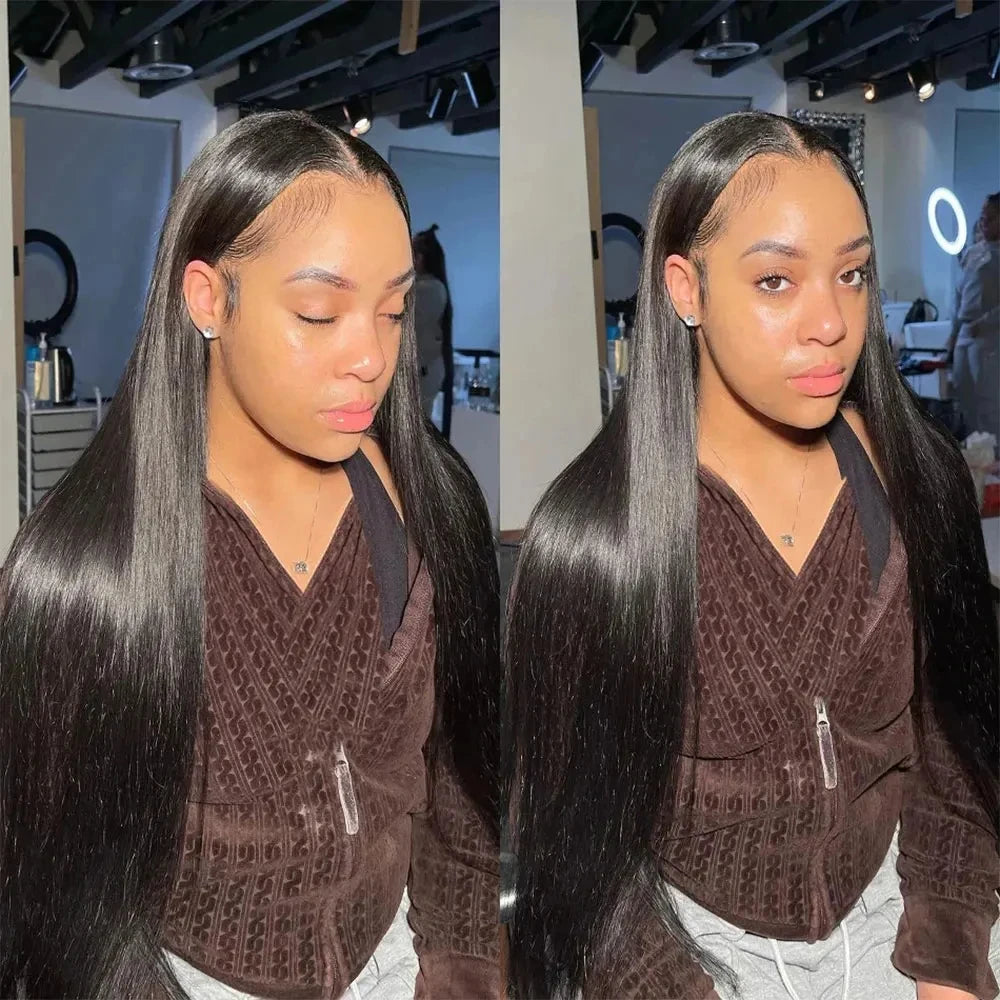 Straight Bundles With Closure Human Hair 10-30 Inch 100% Brazilian Extensions Natural Black Raw Hair With Hd Glueless Closure