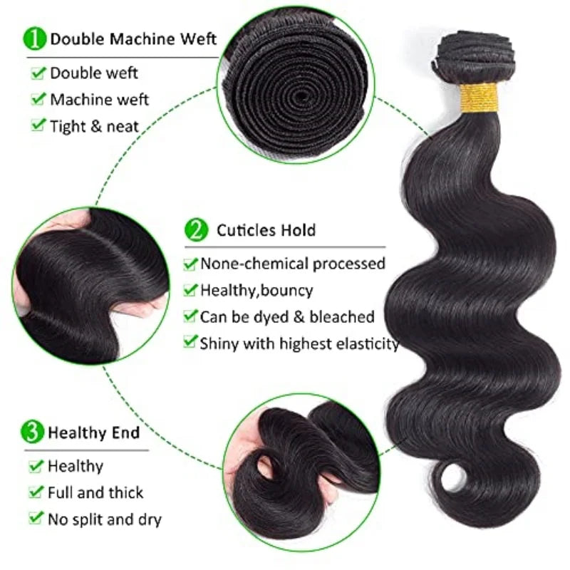 12A Body Wave Human Hair Bundles Ombre Colored 1/3/4 Bundles Human Hair 100% Unprocessed Virgin Brazilian Hair Weave Extensions