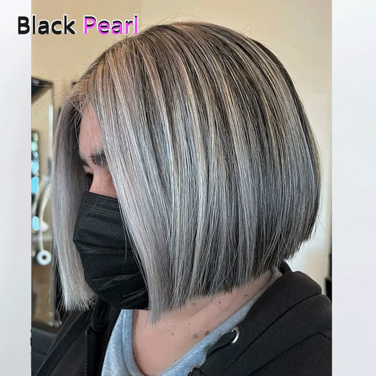 Sleek Yaki Straight Gray Hair Bundles Brazilian Hair Weave Bundles Silver Grey  #44 #34 51# For Black Remy Human Hair Extensions