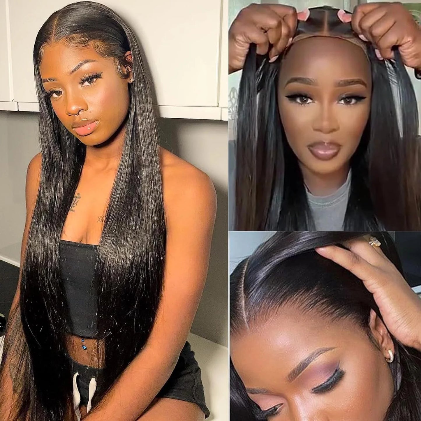 Wear And Go 6x4 Bone Straight Glueless Wig Human Hair Ready To Wear Brazilian 9x6 7x5 Lace Closure Wigs For Women Preplucked