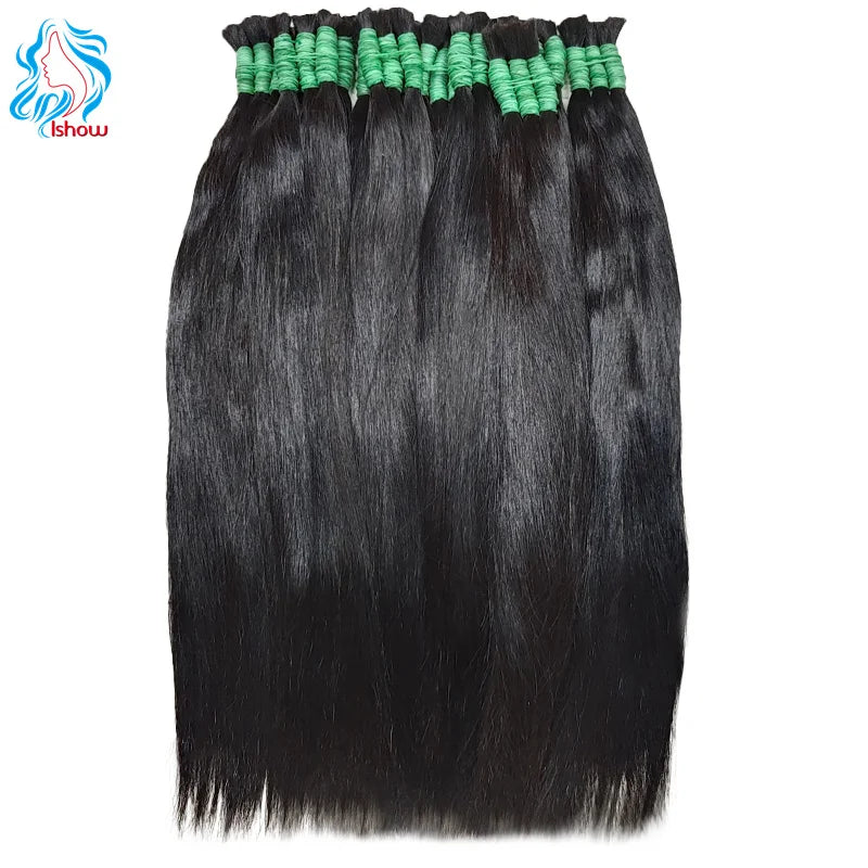 Wholesale Human Hair Bulk For Braiding Natural Color Straight Indian Hair No Weft Braiding Bulk Hair Extensions For Women 50g