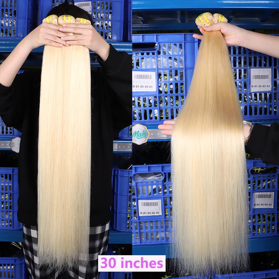 #613 Blonde Colored Straight Human Hair Bundles 1/2/3/4 Pcs 10-30 Inch 100% Raw Virgin Human Hair Weave Extensions For Women