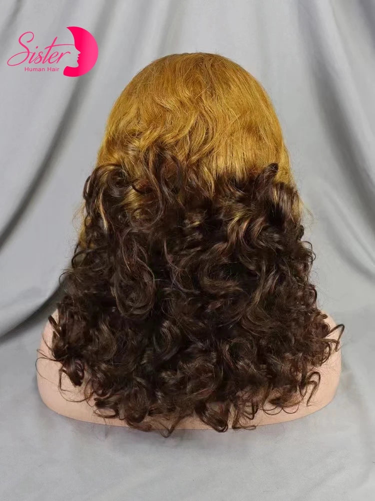 12A Double Drawn 350# Ginger Orange Spring Bouncy Curly Human Hair Wigs 13x4 Lace Frontal Curly Hair Wigs 250% Density for Women