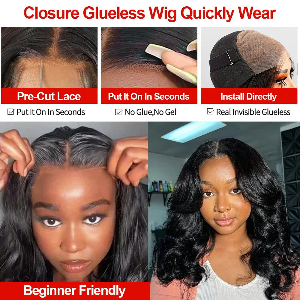 Queen Nala 200 Density Short Bob Body Wave Glueless 7x5 Lace Closure human Hair Wigs Wave 13x6 HD Lace Frontal Wig 100% Human Hair Preplucked 13x4 Lace Front Wig Remy Brazilian Hair Ready To Wear On Sale For Women