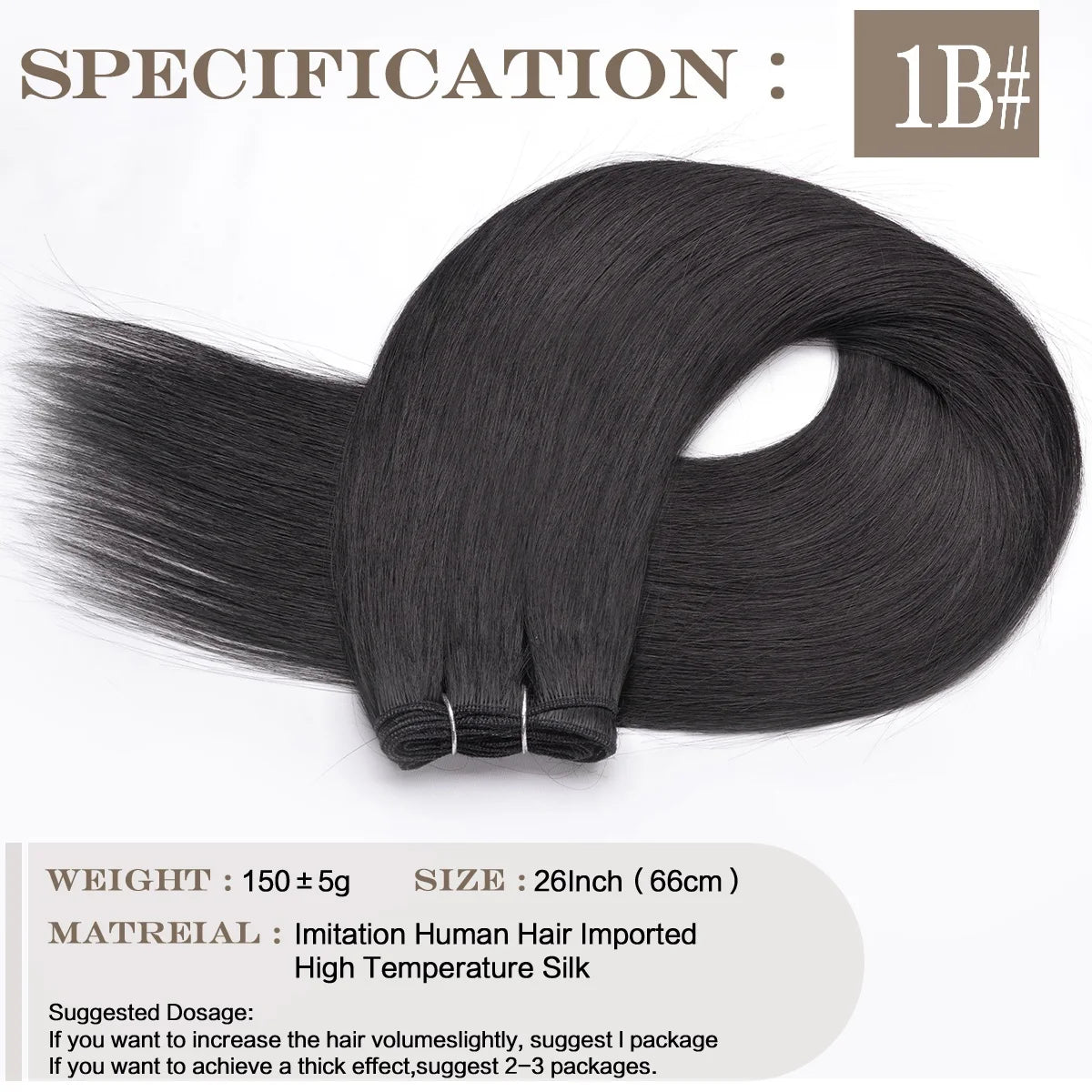 26Inch Synthetic Straight Hair Weave Hair Bundles 150g Natural Long Hair Extensions Yaki Straight Hair Weaving For Women Fake