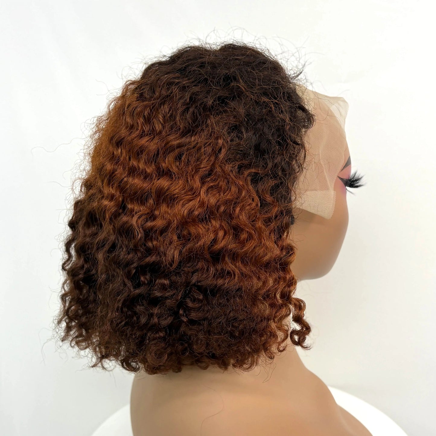 250% Density 4/30/4 Higjlight Ombre Short Water Wave Bob Wig Human Hair Wigs 13x4  Lace Frontal Deep Wave Curly Wig for Women