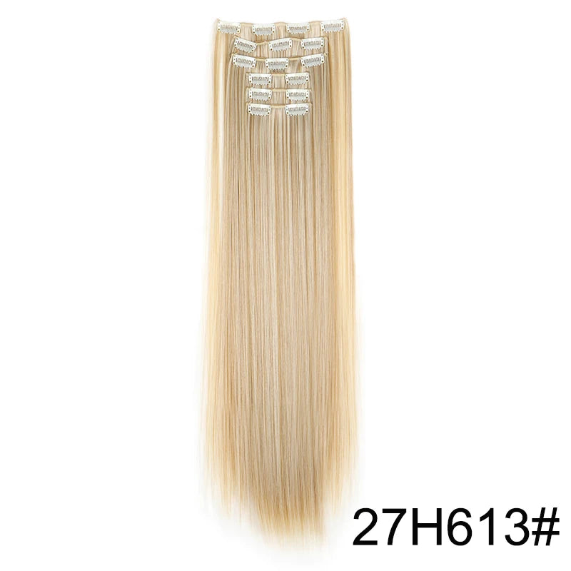 6Pieces/Set Synthetic 24Inch Long Straight Hair Extension Silky Hairpiece for Women