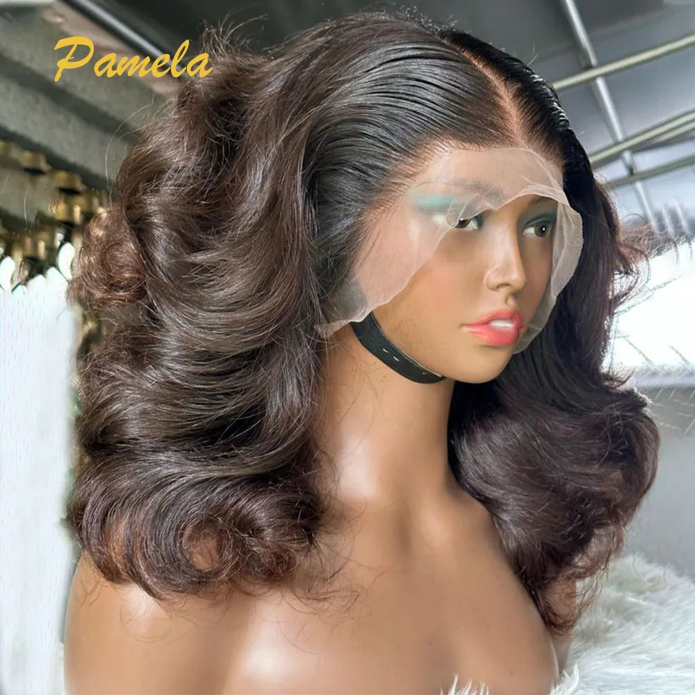 250% Density Blonde Loose Wave Lace Front Wig Ombre 1B/4 Brown Colored 13x4 HD Transparent Lace Frontal Human Hair Wig For Women