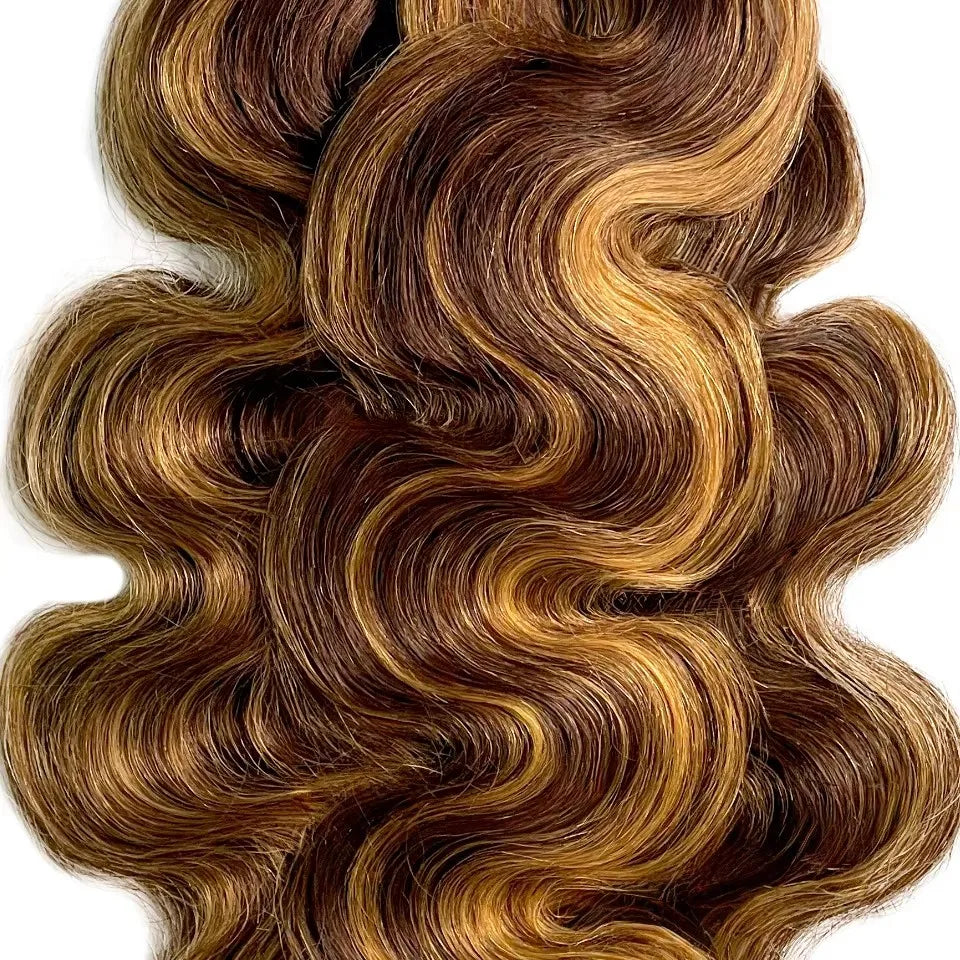 P4/27 Highlight Human Hair Bundles Body Wave Bundles Human Hair 18 20 22Inch Human Hair Body Wave Bundles Ombre Brown Bundles