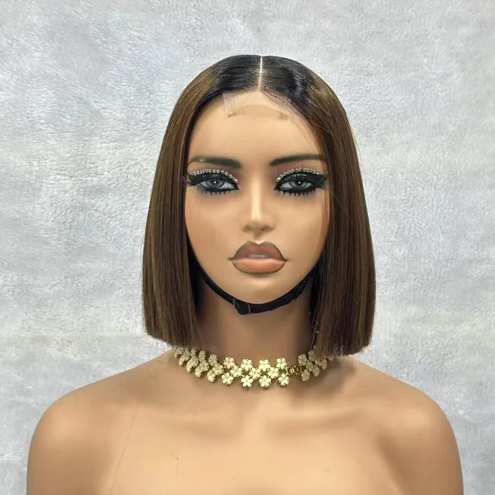 2x6 Vietnam Raw Bone Straight Bob Wig Human Hair 2x6 Lace Closure Bob Wigs T1B-99J Color Short Bob Glueless Wigs for Black Women