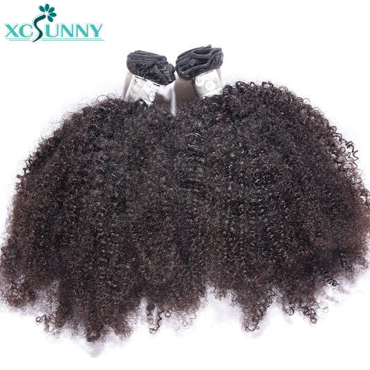 Afro Kinky Curly Human Hair Bundles Double Drawn Burmese Kinky Curly Weaves Human Hair Weft Hair Extensions For Black Women