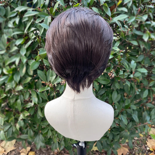 Dark Brown Short Bob Cut Synthetic Lace Front Wigs for Men Cosplay Wigs for Older Women Hairline Glueless 13x4 Lace Front Wigs