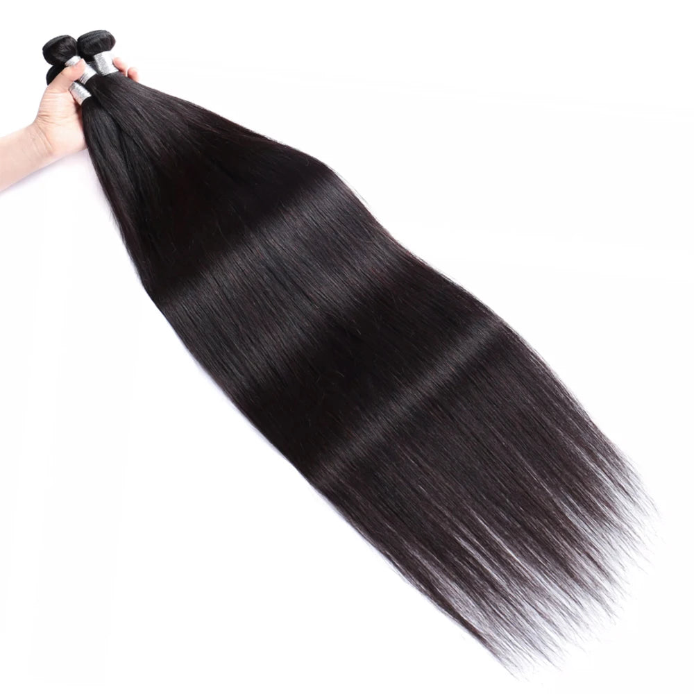 Brazilian 30 40 Inch Raw Virgin Unprocessed 100% Human Hair Extensions Bone Straight 3 4 Bundles Double Weft Bulk Braiding Hair
