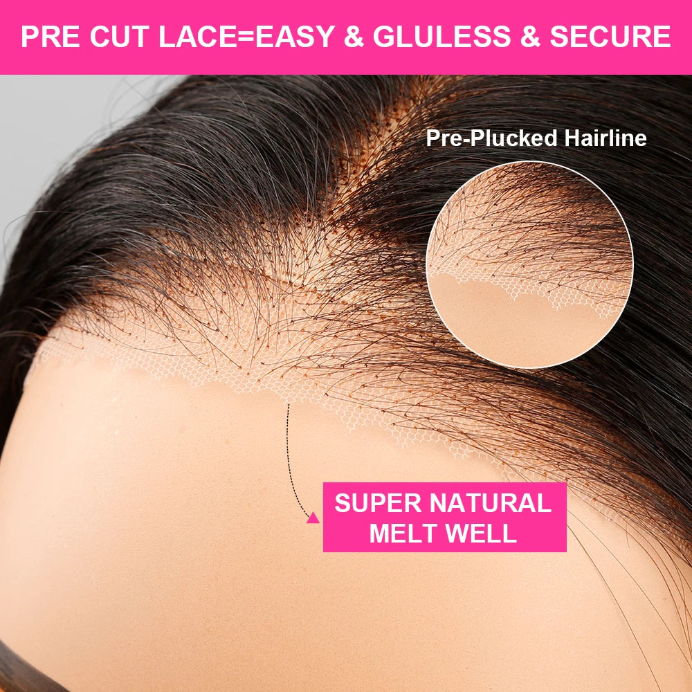 250% High Density Brazilian 30 40Inch Glueless Wig Human Hair Bone Straight 13x4 HD Lace Frontal Human Hair Wigs 7x5 Closure Wig