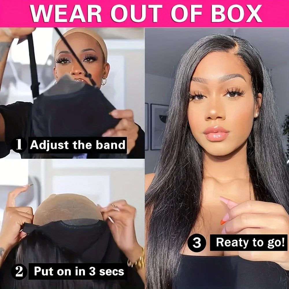 Wear And Go 7x5 Bone Straight Glueless Wigs Human Hair Ready To Wear Lace Frontal Vietnamese Super Double Drawn Bone Straightwig