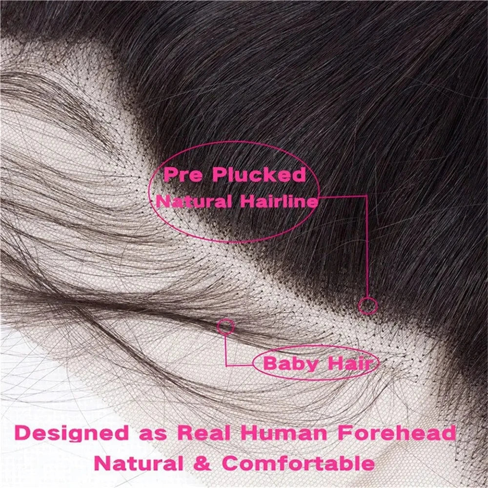 Straight Bundles with Frontal Brazilian 100% Virgin Human Hair 3 Bundles with 13x4 Lace Frontal Brown 4 Color Straight 3 Bundles
