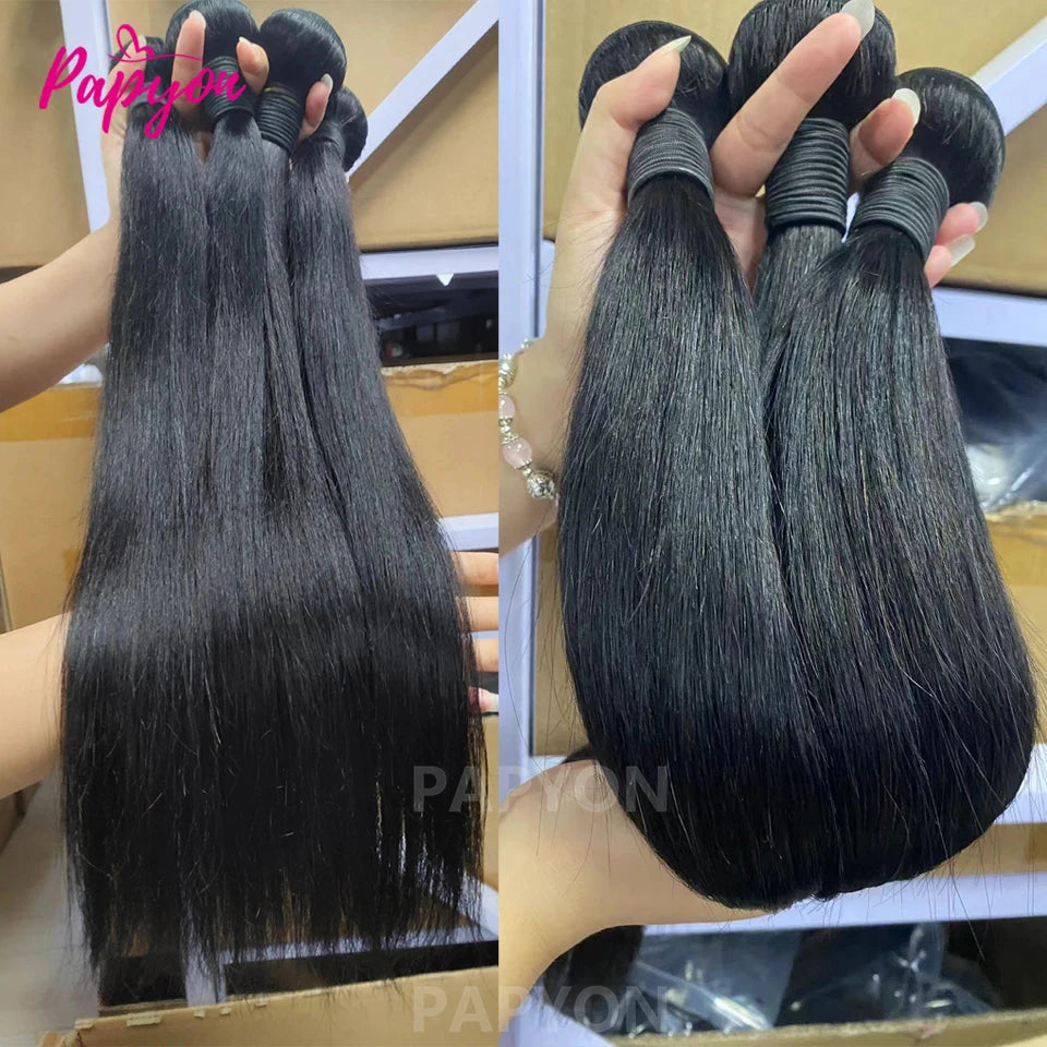Straight Human Hair Bundles with 2x6 Middle Part Lace Closure 12A Brazilian Raw Hair Weaving Extensions Bundles And Closures
