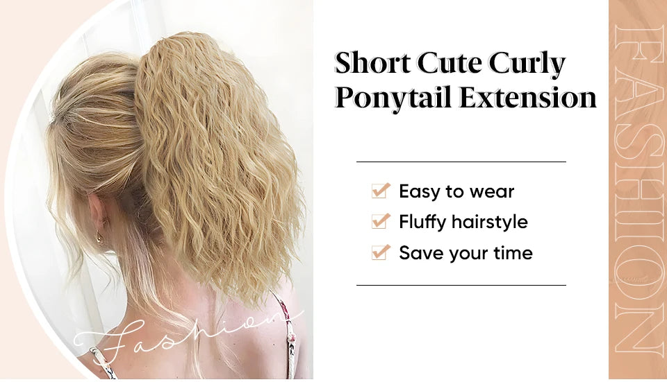 13Inch Premium Synthetic Curly Claw Clip In Ponytail Blonde Brown Short Hairpiece Fake Hair False Pigtail Hair Extensions P064