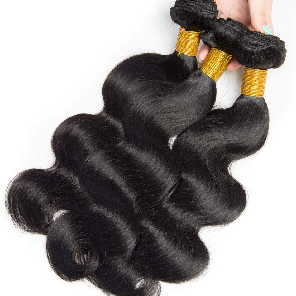 Peruvian Body Wave Bundles With Frontal 4x4 Closure Transparent Natural Virgin Human Hair Extensions Wholesale Bundles Weave