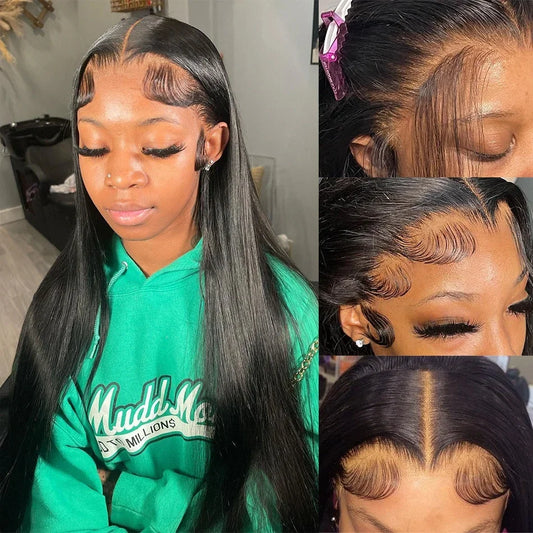 5×5 Lace Long Straight Frontal Lace Human Hair Wig 32 34 36 inch No Tangle No Shedding Brazilian Human Hair Wigs For Black Women