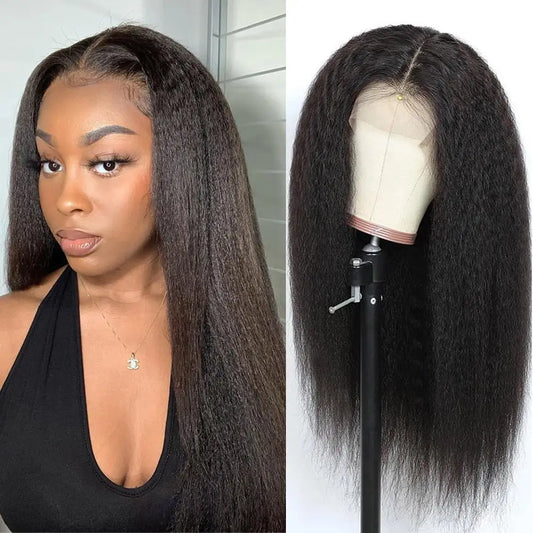 Kinky Straight 13x4 Lace Frontal Wig Human Hair Transparent Lace Front Wigs Human Hair Glueless Lace Frontal Human Wig for Women