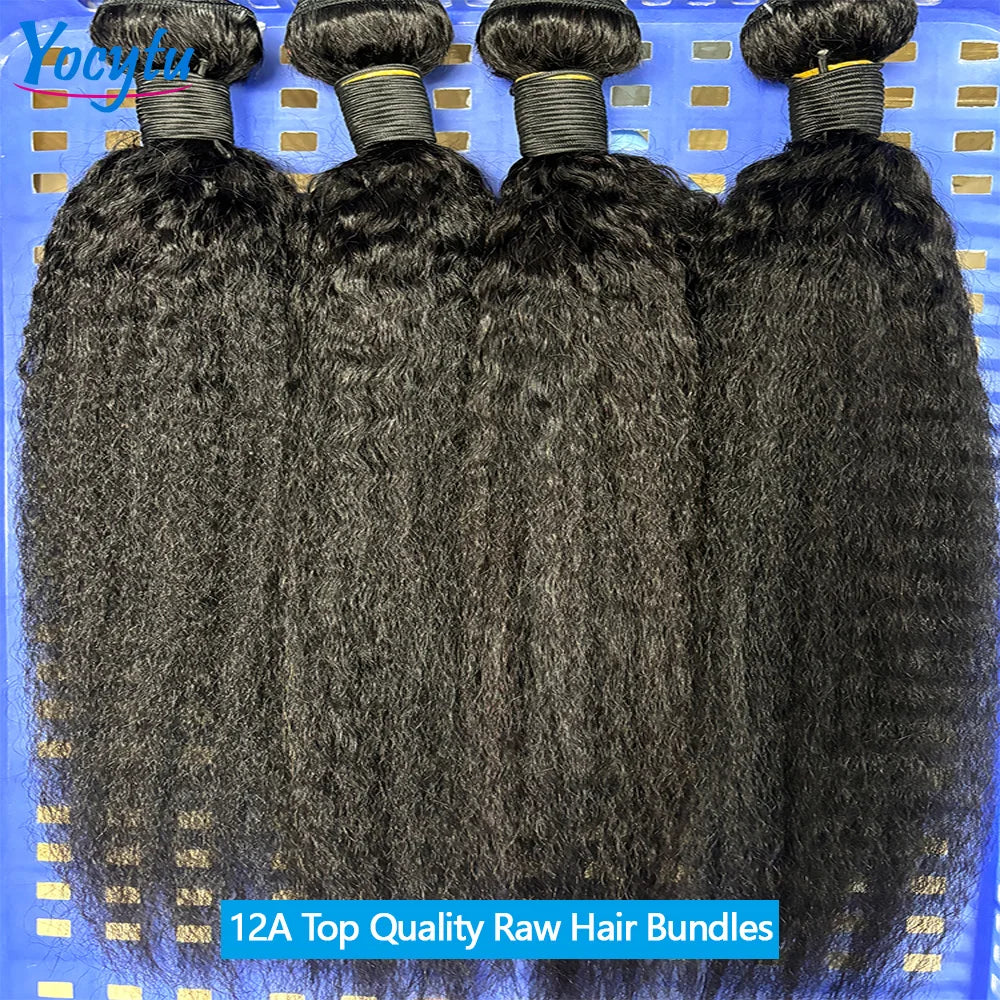 12A Top Quality Kinky Straight Bundles 24 Inch Human Hair Bundles 3 Days Delivery YOCYTU Yaki Straight Bundles 100% Human Hair