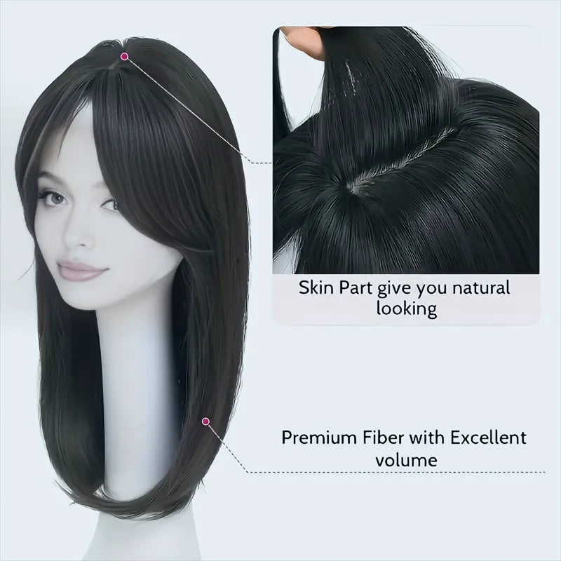 22 inch top wig block hairpiece wig piece with clip ladies wig heat resistant fiber suitable for beginners daily wear