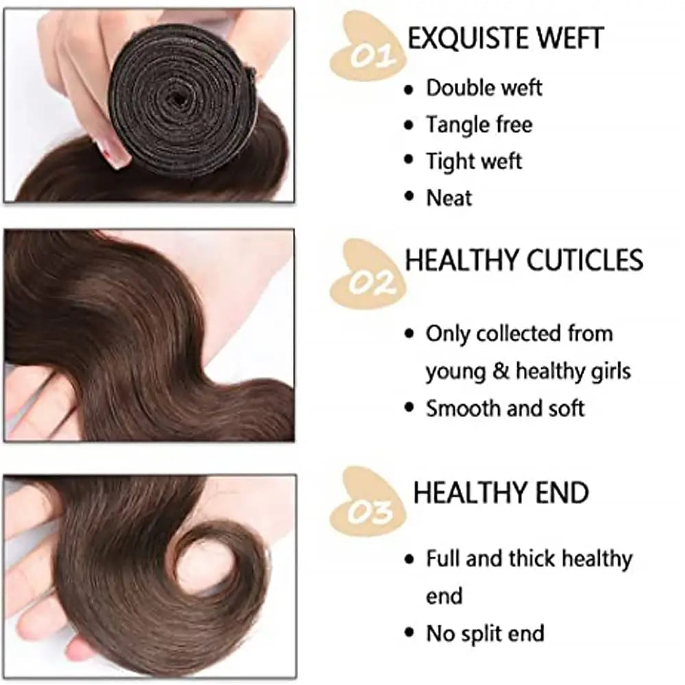 Brown Bundles Color #4 Body Wave Human Hair Bundles Brown Body Wave Bundles 100% Human Hair 26 28 30 Inch Human Bundles #4