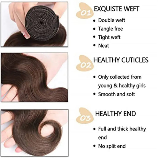 Brown Bundles Color #4 Body Wave Human Hair Bundles Brown Body Wave Bundles 100% Human Hair 26 28 30 Inch Human Bundles #4