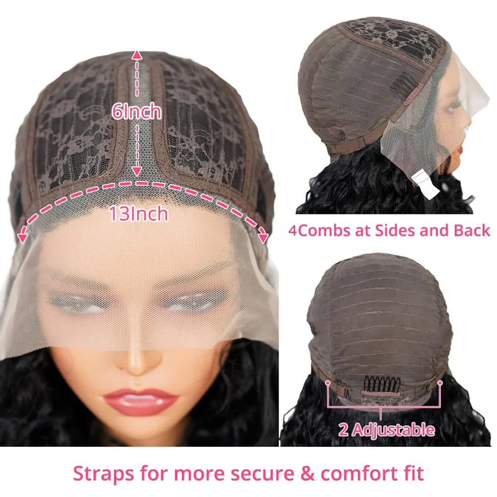 Kinky Straight Human Hair Wig 13X4 Kinky Straight Wig Human Hair  PrePlucked With Baby Hair Yaki Straight Lace Front Wigs