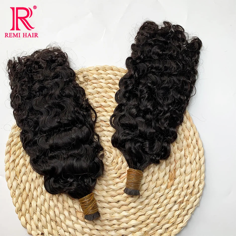 100% Real Human Hair Bulk No Weft Curly Vietnamese Human Hair Extensions Water Wave Weaving Hair for Women Hair Braiding