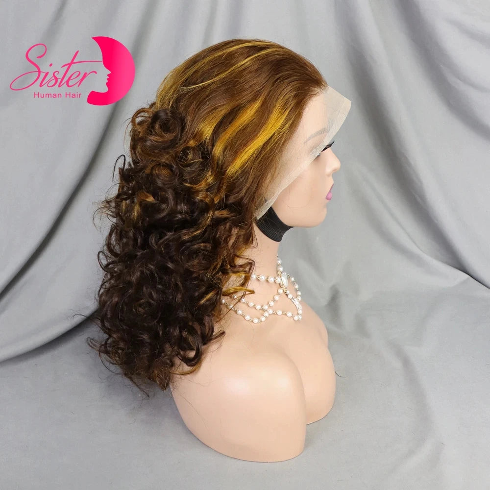 12A Double Drawn 350# Ginger Orange Spring Bouncy Curly Human Hair Wigs 13x4 Lace Frontal Curly Hair Wigs 250% Density for Women