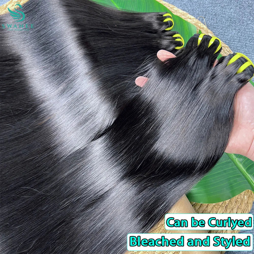 Bone Straight Human Hair Bundles 12A Grade 100% Unprocessed Raw Vietnamese Virgin Weft Hair Extensions #1B Natural Black
