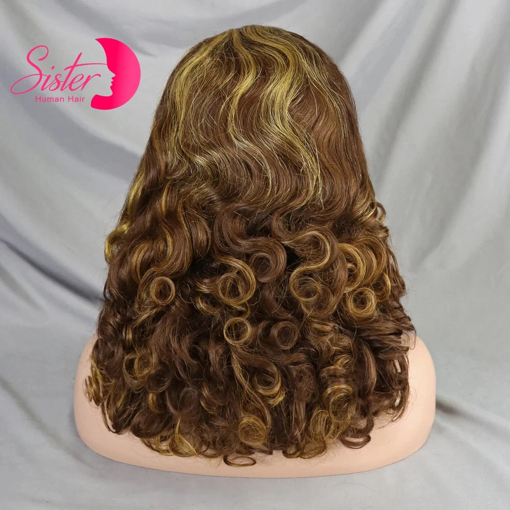 12A Double Drawn 350# Ginger Orange Spring Bouncy Curly Human Hair Wigs 13x4 Lace Frontal Curly Hair Wigs 250% Density for Women