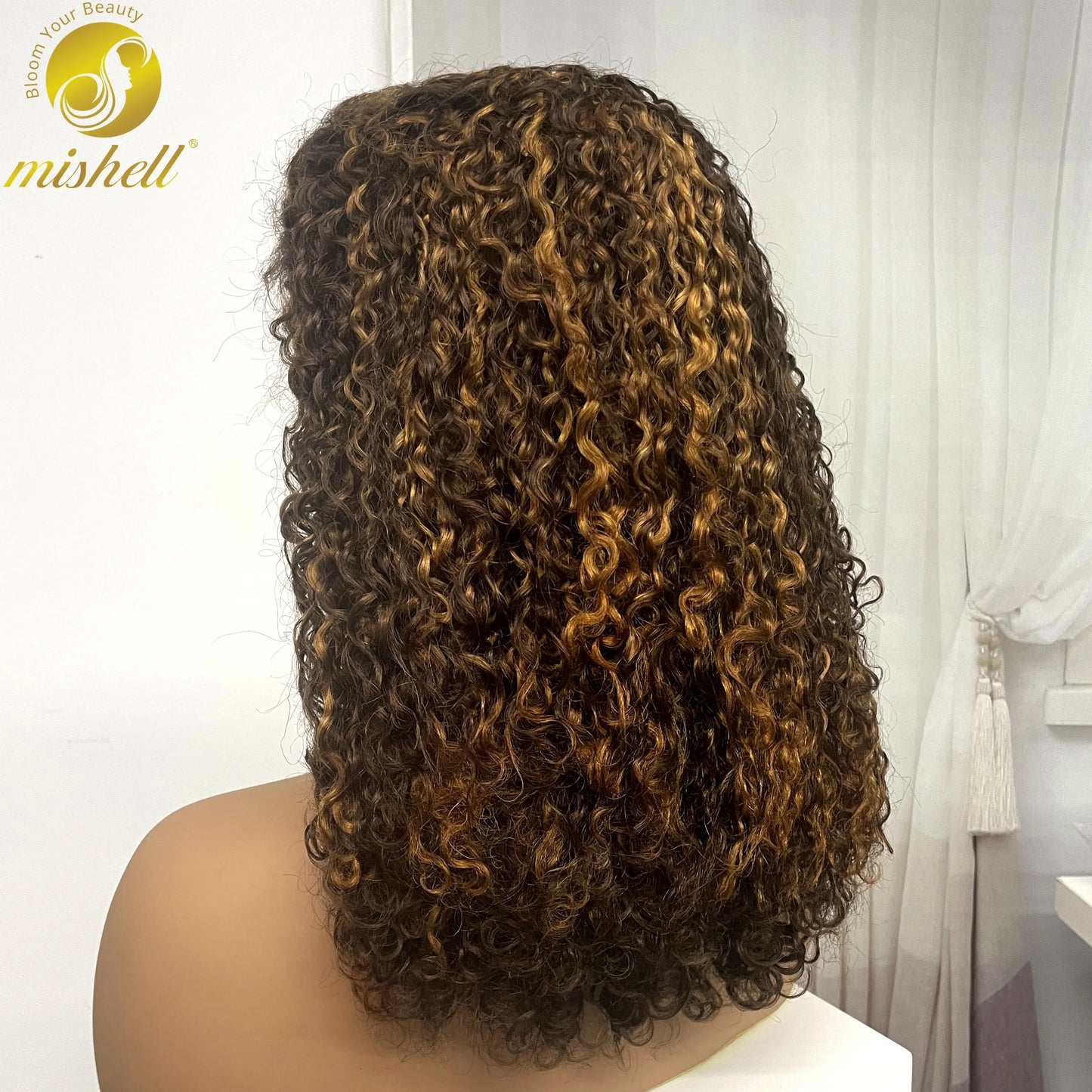 350% Density 13x4 Lace Frontal Pixie Curly Human Hair Wigs 12A Colored Water Wave Raw Burmese Bouncy Curly Hair Wigs for Women
